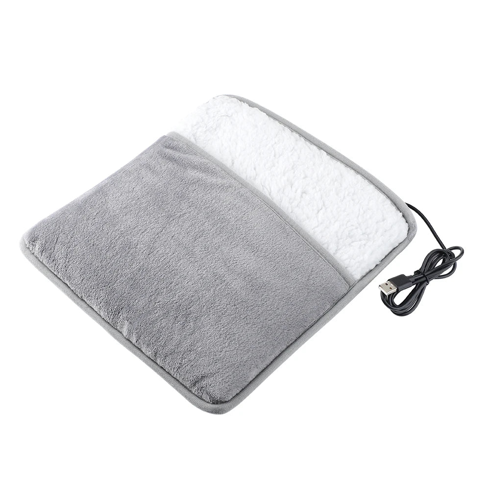 USB Rechargeable Plush Winter Foot Heating Pad - Washable Foot Warmer for Enhanced Sleep and Comfort