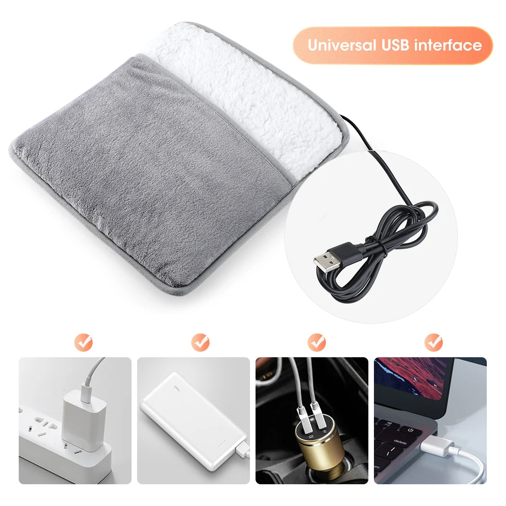 USB Rechargeable Plush Winter Foot Heating Pad - Washable Foot Warmer for Enhanced Sleep and Comfort
