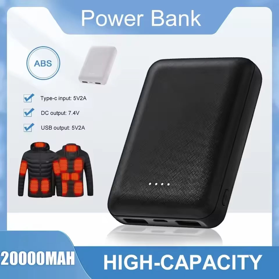 20000Mah Power Bank USB Charger Fast Charging Portable External Battery Pack Heating Vest Jacket Scarf Socks Glove Equipment