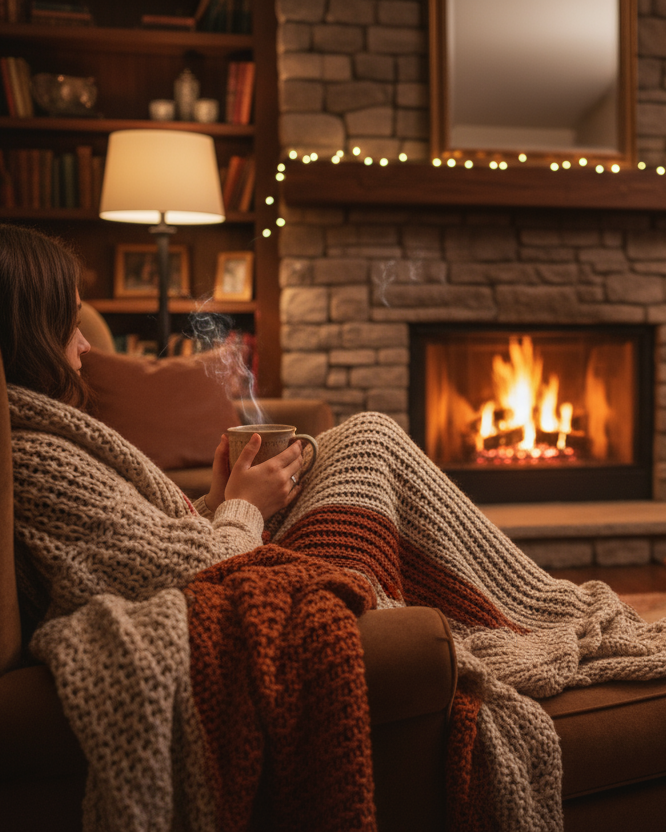 personne se rechauffant dans espace cosy voir convivial